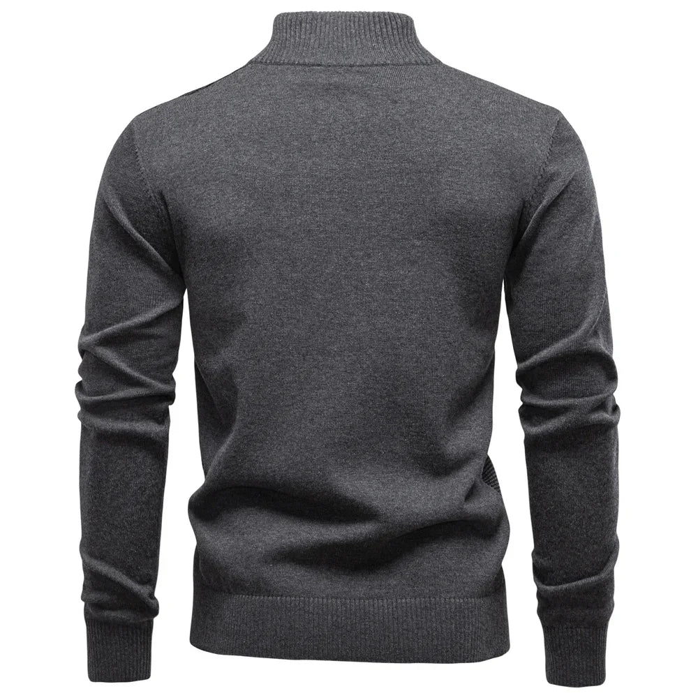AIOPESON Men's Striped Sweater Solid Color Knit Pullover Warm Luxury Cotton Autumn Winter Casual Turtleneck Mens Sweaters