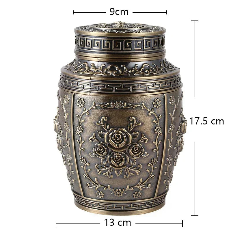 Pet Memorial Keepsake Container for Ashes Tea Canister Coffin Box for Human Ashes Metal Cremation Animal Urn Funeral Home Decor