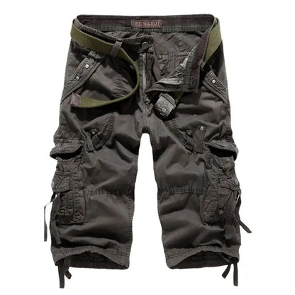 2025 Summer New High Quality Cargo Shorts Men Casual Workout Military Men's Shorts Multi Pocket Knee Length Short Pants