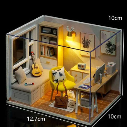 Doll House Kit 3D Wooden Mini DollHouse Assembly Building with Furniture Kit Toy For Birthday Gift 3D Puzzle Handmade Home Decor