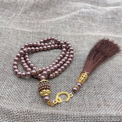 Muslim 99 Prayer Beads Tasbih Rosary Bracelet Islamic Misbaha Pearl Beads Tassel Necklace Ramadan Eid Jewelry for Women Men