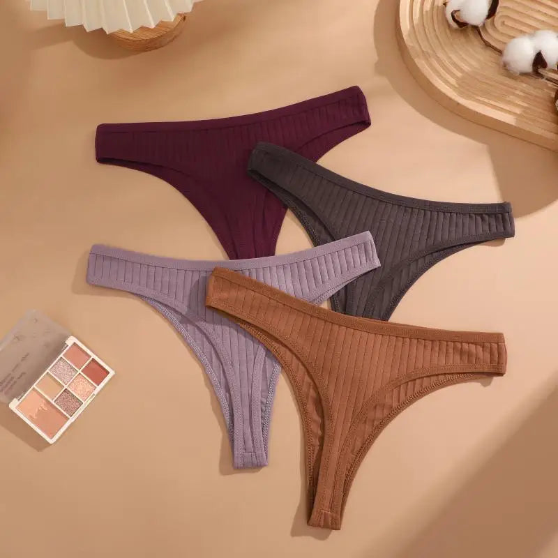8Pcs/Set Cotton Seamless Thongs For Women Sexy Low Rise Solid Color Breathable Pantys Female Comfortable Soft G-String Underpant