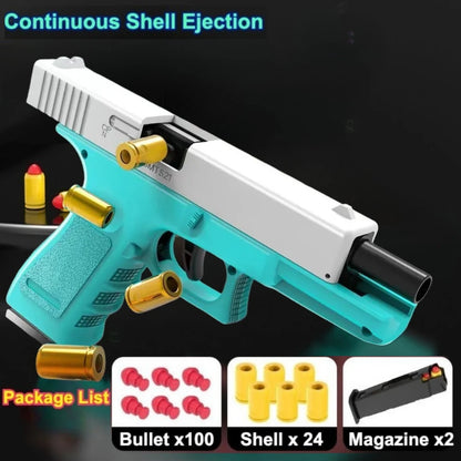 Mechanical G17 Soft Bullet Toy Gun Shell Throwing Continuous Firing Launcher Model Outdoor Sports Shooting Games for Children