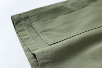 Men's Wear-Resistant Shorts Summer Beach Casual Cargo Short Pants Multi-Pocket Workwear Breathable Loose Straight Solid Shorts
