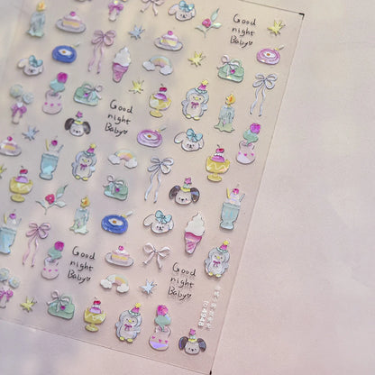 Colorful Water Bubble 5D Nail Art Stickers Goldfish Koi carp Dreamy Polarized Dreamlike Self Adhesive Delicate Manicure Decals