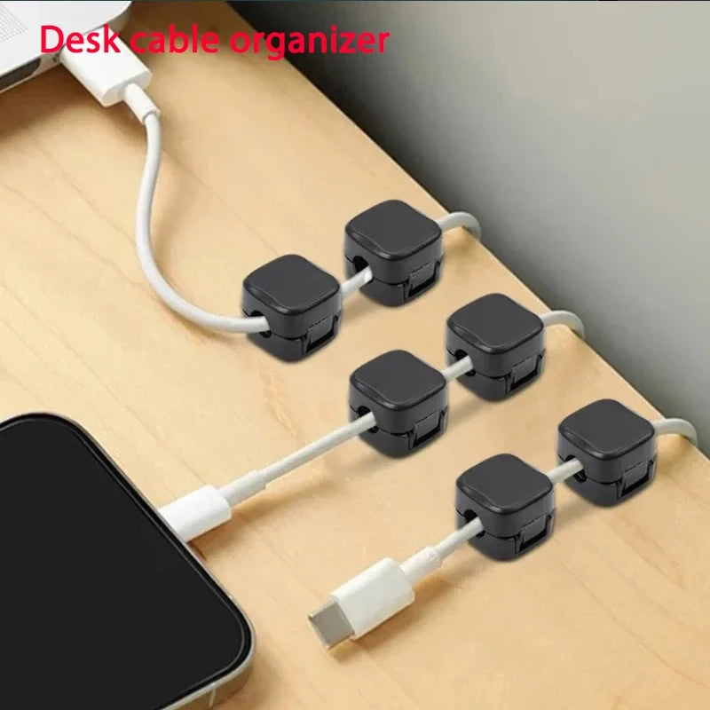 3/6/12Pcs/Set Magnetic Cable Clips Cable Organiser Adjustable Cord Holder Under Desk Organizing Cable Management Holder