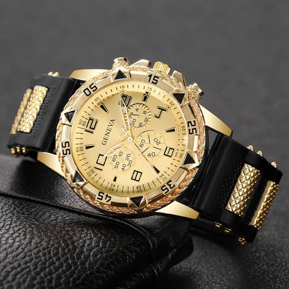 Luxury Arabic Dial Men Business Quartz Watch Fashion Silicone Strap Wristwatch For Man Clock Reloj Hombre (Without Box)