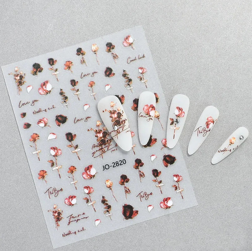 3d Nail Art Decals Spring Booming Violets Lavenders Purple Blue Pink Flowers Butterflys Stickers Decoration For Nail Tips Beauty