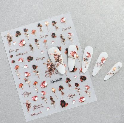 3d Nail Art Decals Spring Booming Violets Lavenders Purple Blue Pink Flowers Butterflys Stickers Decoration For Nail Tips Beauty