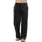 Men's Cotton Linen Pants Summer Solid Color Breathable Linen Trousers Male Casual Elastic Waist Fitness Pants Hip-Hop Streetwear