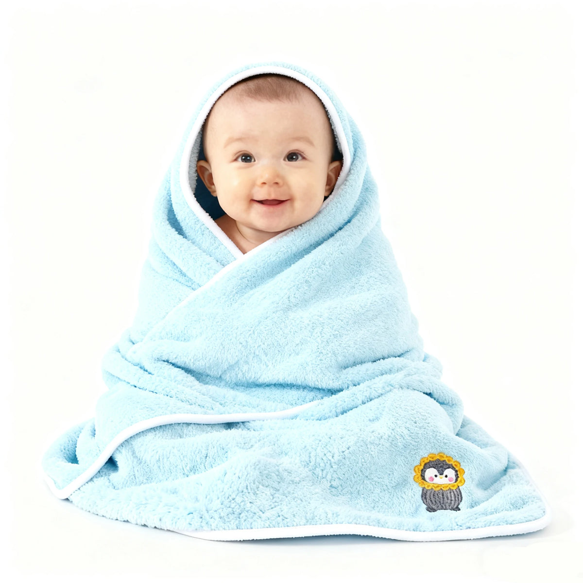 Baby Bath Towel Infant Swaddle Blanket Wrap Kids Cute Animal Embroidered Fleece Blanket Children's Soft Bathrobe Kids Blanket