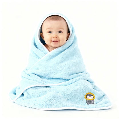 Baby Bath Towel Infant Swaddle Blanket Wrap Kids Cute Animal Embroidered Fleece Blanket Children's Soft Bathrobe Kids Blanket