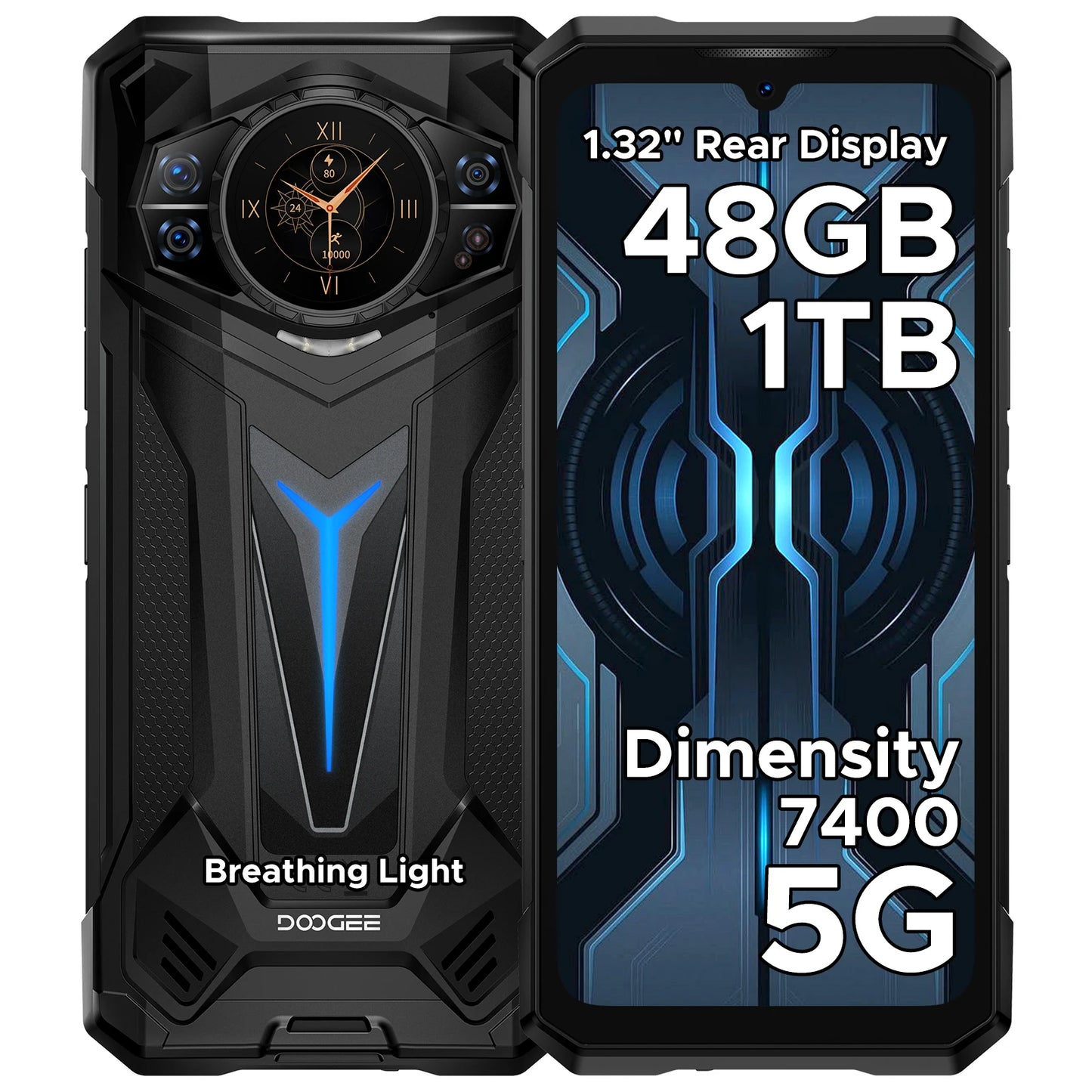 Phone robust DOOGEE S200 Ultra 5G AI 6,72 "Dimensity 7400 48 Go RAM (12 36) 1 To ROM battery 11000 mAh Android 15 NFC Smar