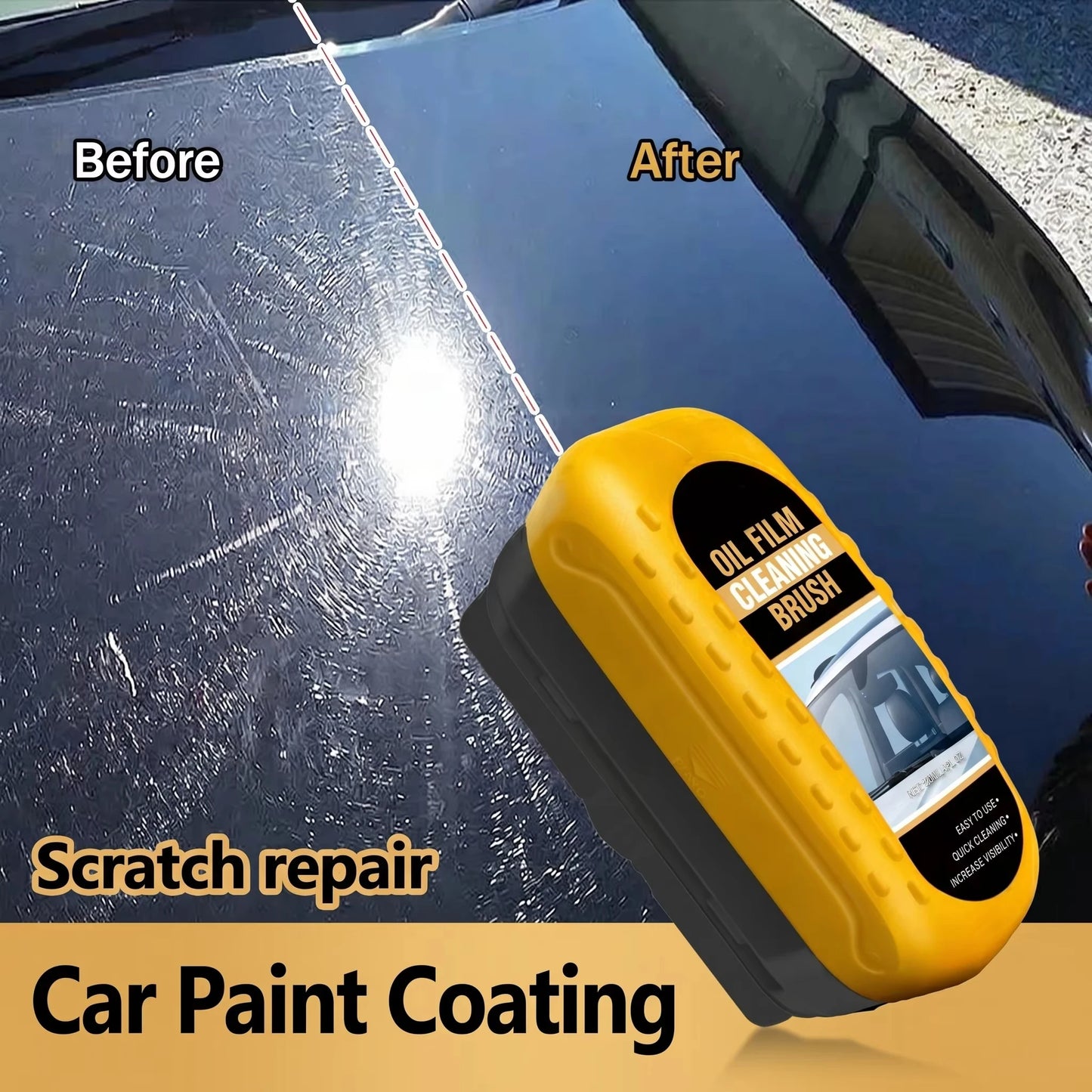 Car Windshield Oil Film Remover Crystal Clear Vision Glass Cleaner Brush For Front Interior Window Windshield Cleaning Care Tool
