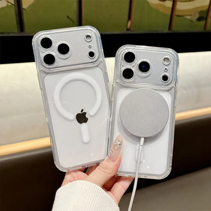 Luxury for Magsafe Magnetic Phone Case for iPhone 17 Pro Max 17 Air 16 Pro 15 14 13 12 11 Transparent Shockproof Protect Cover