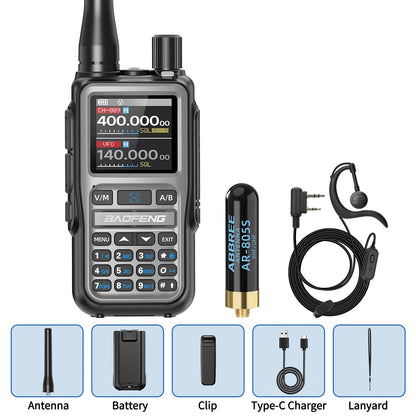 BAOFENG UV-5R Mini Walkie Talkie Full Band Bluetooth Programming Wireless Copy Frequency 999CH AM FM Type-C Long Range Ham Radio