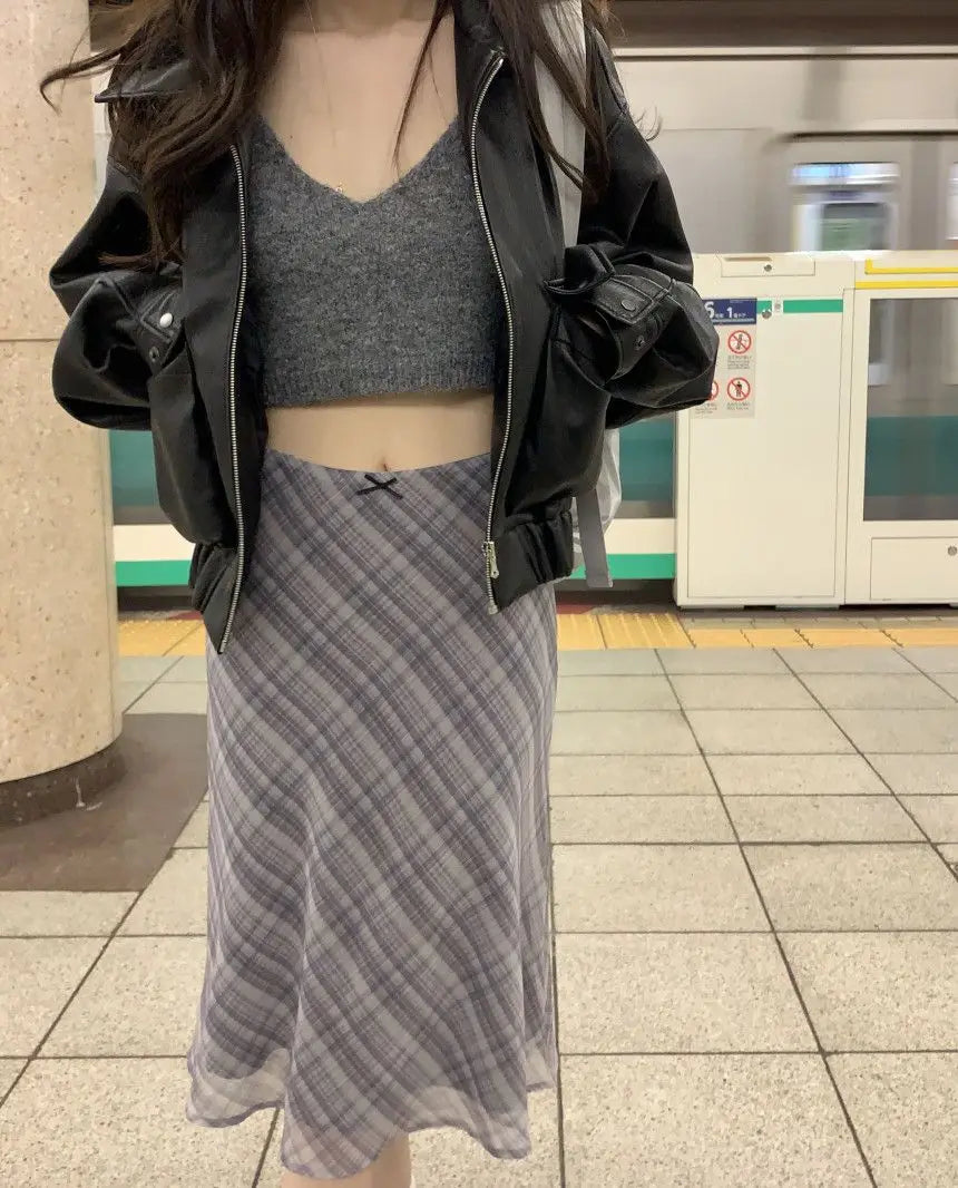 Deeptown Plaid Skirt Vintage Women Elegant Sweet Korean Style Mid Skirt Y2k Harajuku fashion A-line summer Aesthetics Skirts