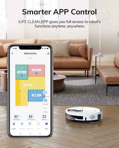 ILIFE A12 Pro Robot Vacuum and Mop Combo, LIDAR Navigation, Self Collection Dust, 3000Pa Suction, App/Remote Control