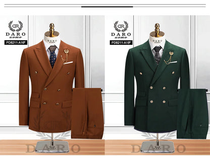 DAROuomo 2026 Men's Slim Fit Formal Business Suit 2Pcs Set - DR8211 (Jacket + Pants) for Work Wear