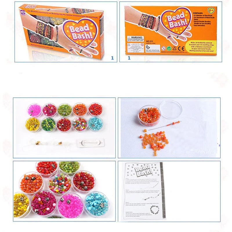 DIY Bracelet Making Kit Toys For Girls Handmade Jewellery Colorful Beaded Braided Wearing Beads Art Craft Children Learning Gift