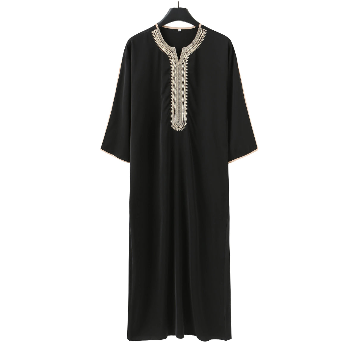 Summer 2025 Kaftan Muslim Men's Short Sleeve Embroidered Loose Casual Robe Breathable Islamic Abaya for Men