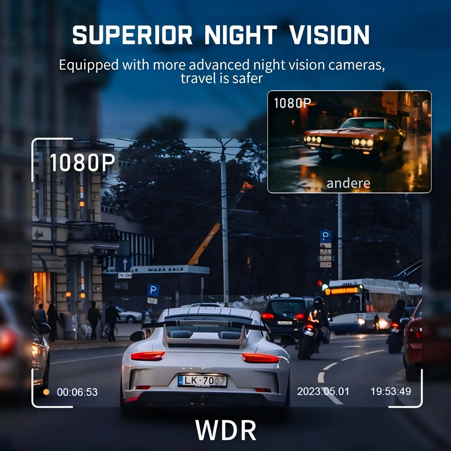 Car Dash Cam 4 Channel Black Box WiFi Driving Camera FHD 1080P Front Left Right Rear Night Vision Loop Recording Add Hardwire