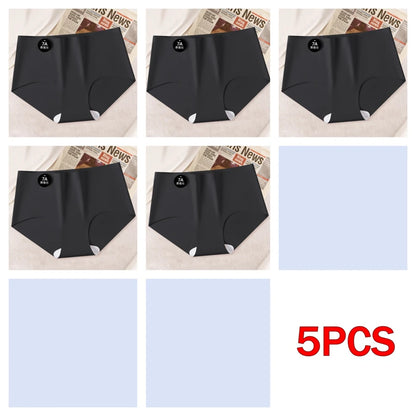 5PCS Seamless Mulberry Silk Underwear Ultral Thin Women's Panties Sexy High Elastic Invisible Briefs Soft Underpants Lingerie