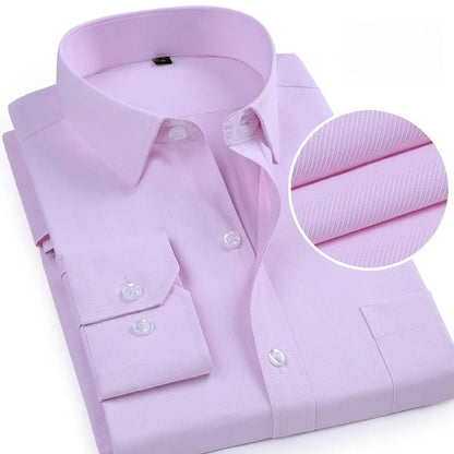 Men Formal Shirt Long Sleeve Office Solid Color Fashion Business Pocket Social Office Blue White Shirts Men's Clothing S-5XL