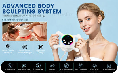 360° Rotation Body Contouring Roller Massager Red Light Skin Care Deep Tissue Massage Anti Cellulite Body Shaping Device