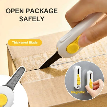 1pc, Magnetic Mini Box Cutter Portable Box Cutter Letter Opener and Paper Cutter Retractable Blade Durable ABS Material Mini Box