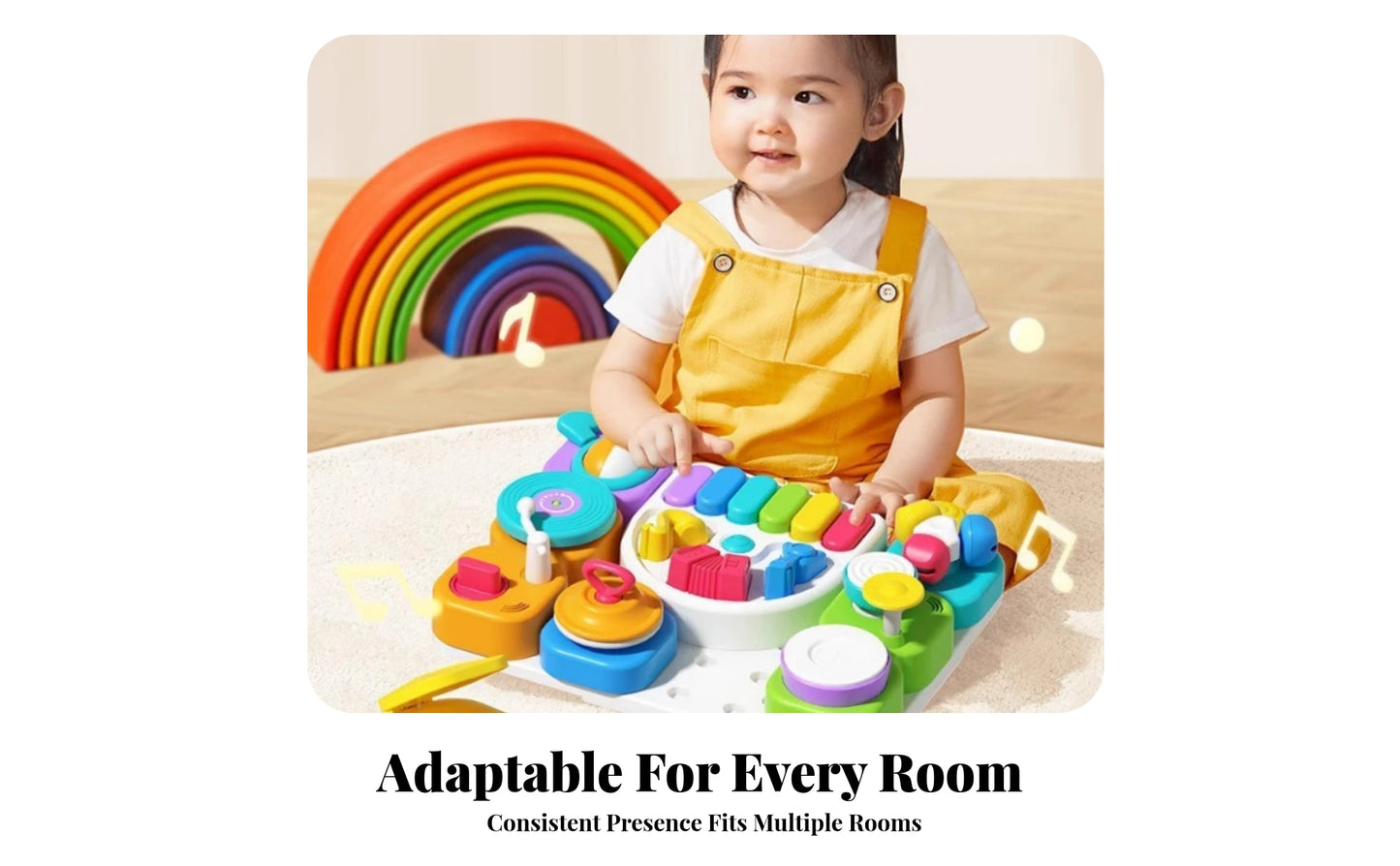 Musical Busy Board with Stand Fine Motor 7-in-1 Musical Toy Board Detachable Portable for Toddlers, Playroom, Nursery