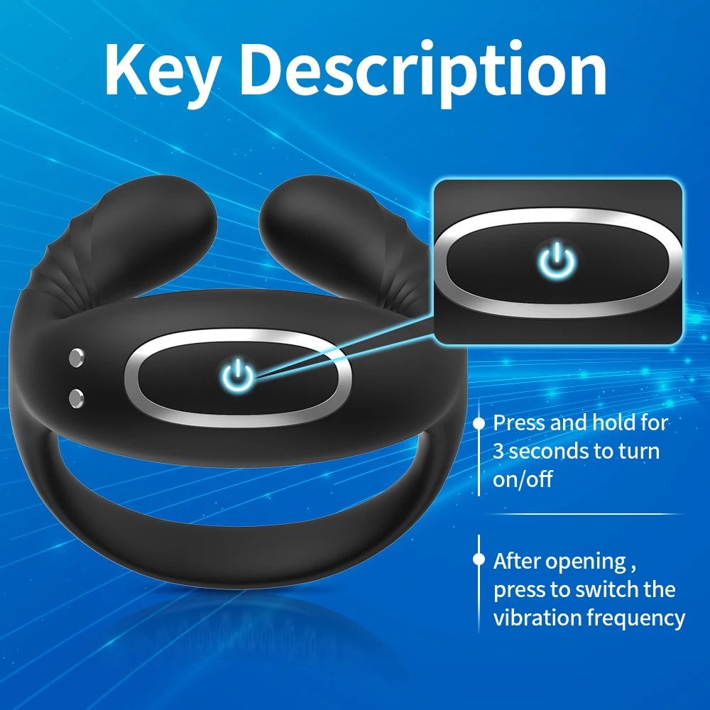 Vibrating Cock Ring for Men Silicone Penis Rings Intense Vibration Mens Vibrator Longer Harder Stronger Erection Adult Sex Toys