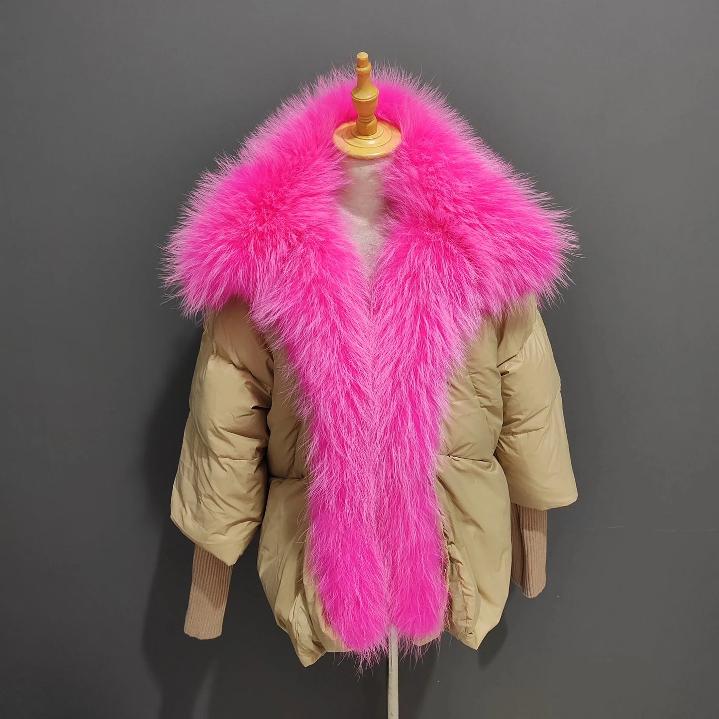 Oversized Winter Warm Real Fox Fur Collar Black Down Coat Women Puffer Outerwear Jackets 2024 Autumn Winter