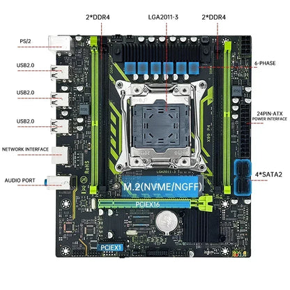 SOYO X99 Motherboard Set With LGA2011-3 Xeon E5 2630 V4 CPU DDR4 8GB (1*8GB)  2133MHz RAM NVME M.2 SATA Computer Accessories