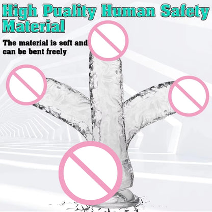 4 Size Transport Silicone Dildo Fake Dick for Women Artificial Penis with Suction Cup Female Masturbation Adult Sex Toy for 18+