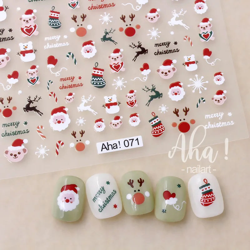 Winter Christmas Atmosphere Nail Stickers Snowman Snowflake Wapiti Self-adhesive High Quality Cute Nail Stickers Nail Art Deco