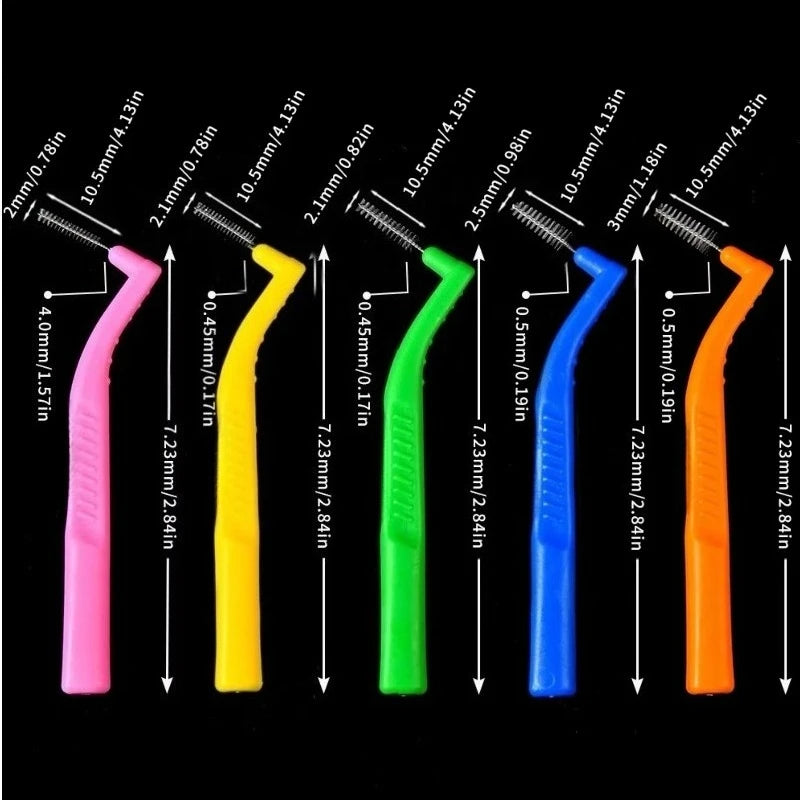 100pcs L-Shape Interdental Brush Wire Orthodontic Interdental Brush Orthodontic Toothbrush Soft Bristle Oral Care