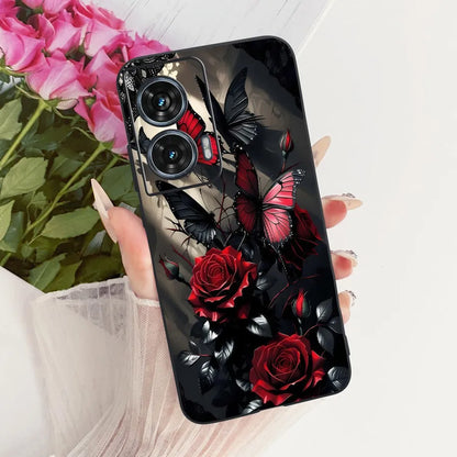 Case For Motorola Edge 50 Fusion Cover XT2429-1 Popular Flower Soft Black Silicone Phone Cases For Motorola G96 5G MotoG96 Funda