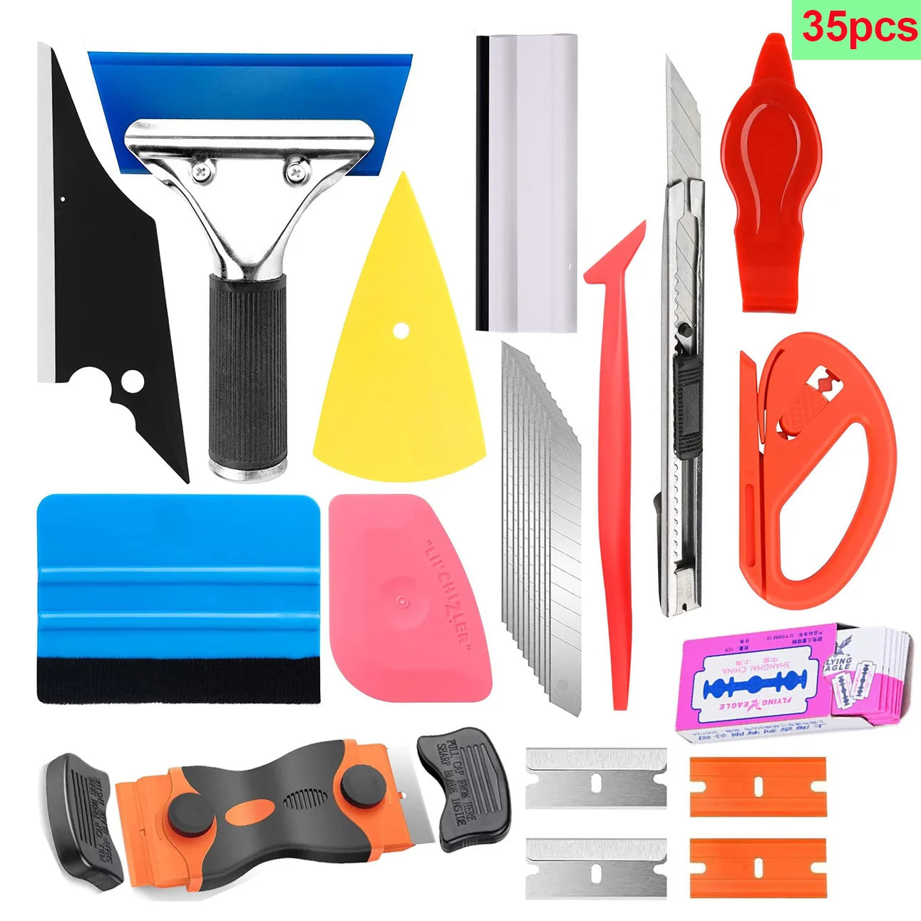 18/45/65pcs Window Tint Kit for Cars Vehicle Glass Protective Film Wrapping Set Vinyl Wrap Tools Window Tint Tools Car Film Kit