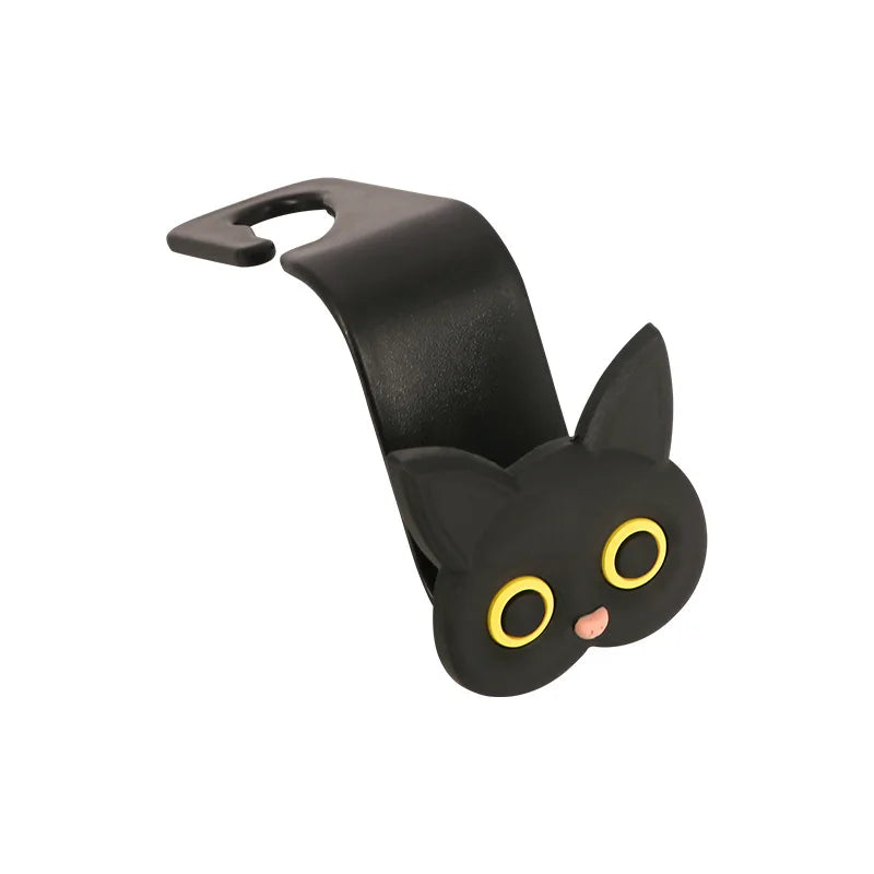 Cute 3D Cartoon Cat Car Seat Headrest Hook - Universal Vehicle Storage Organizer for Handbags, Wallets, and Jackets - Cute Ca