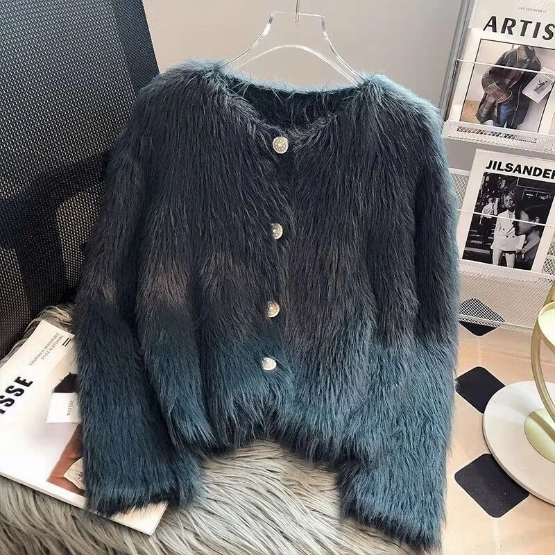 Imitation Mink Cashmere Knitted Cardigan Sweater Coat Women Autumn And Winter 2023 Popular European Soft Cardigan Sweater Female