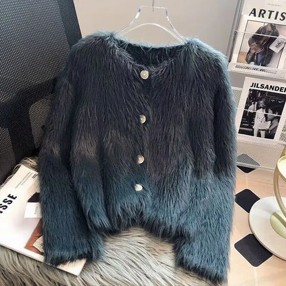 Imitation Mink Cashmere Knitted Cardigan Sweater Coat Women Autumn And Winter 2023 Popular European Soft Cardigan Sweater Female