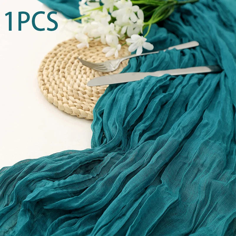 14 Colour Boho Gauze Sheer Cheese Cloth Gauze Table Runner Rustic Cloth Table Runner for Wedding Baby Birthday Party Decorations