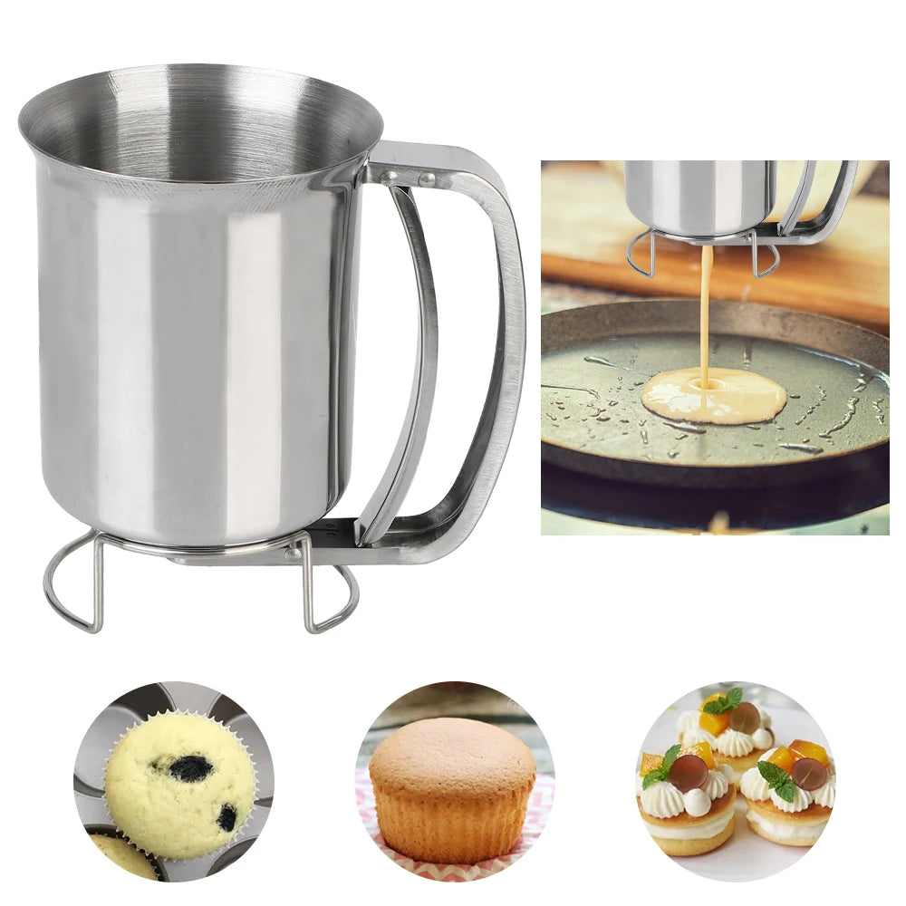 Kitchen Tool Cake Cupcake Dough Dispenser Funnels Piston Funnel With Support Batter Dispenser Baking Tools Stainless Steel