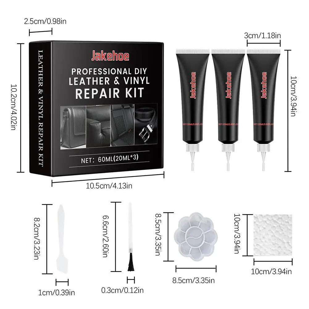 60ml Car Care Kit Liquid Leather Skin Refurbish Repair Tool Auto Seat Sofa Coats Holes Scratch Cracks Restoration Black