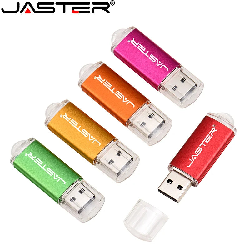 JASTER High Speed USB 2.0 Flash Drive Mini Plastic Pendrive 128M 4GB 16GB 32GB 64GB 128GB With Keychain Memory Stick Pen Drive
