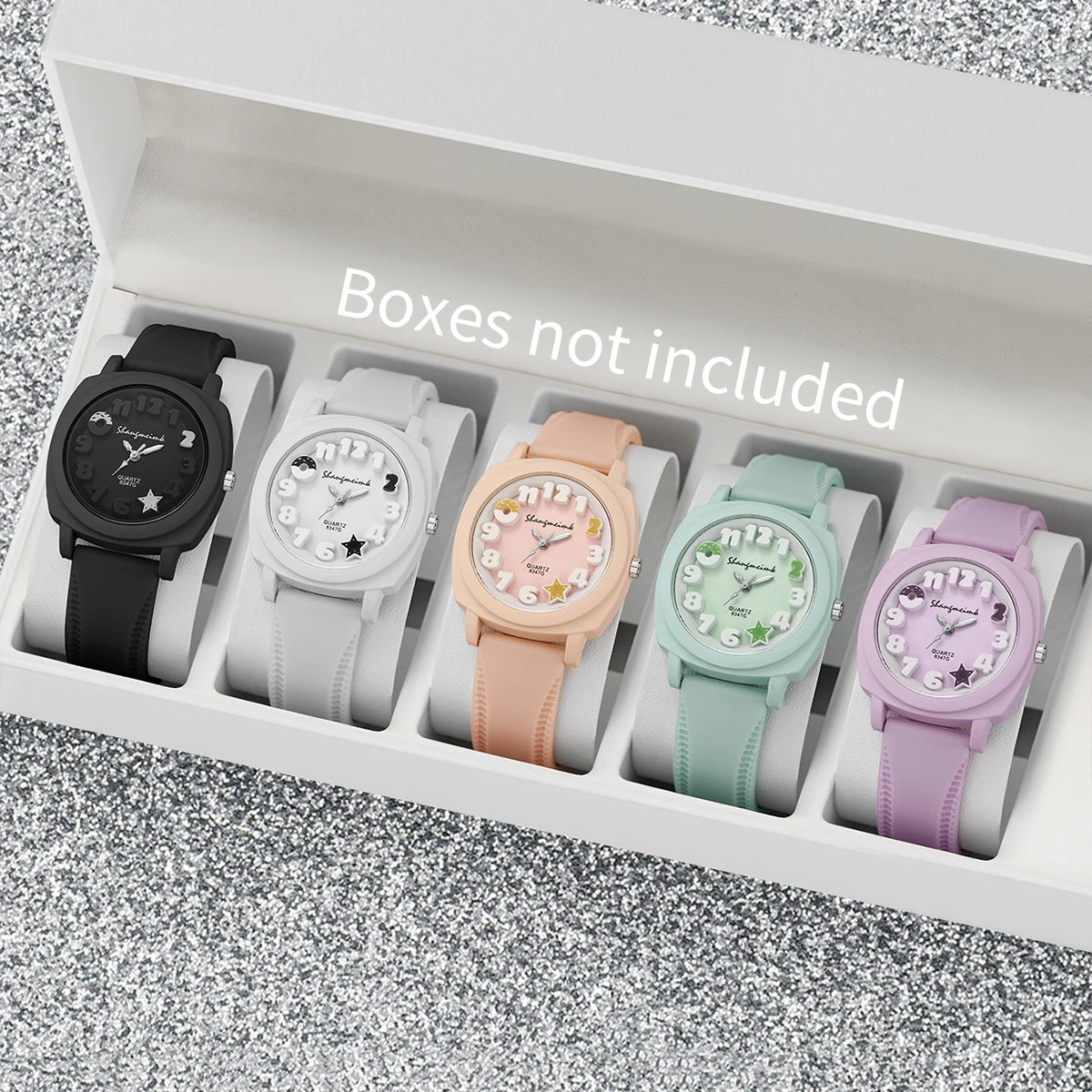 1/3/10PCS Fashion Silicone Band Women Quartz Watches Set Casual Arabic Dial Wristwatch for Girls Clock Reloj Hombre（Without Box）