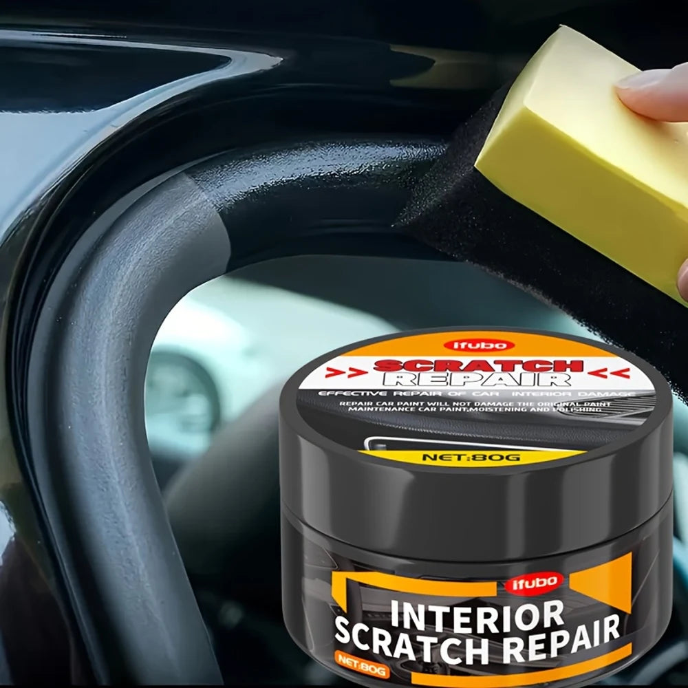 IFUBO 80G Black Car Interior Scratch Repair Wax Plastic Polish Restorer for Dashboard Door Panels Trunk Console