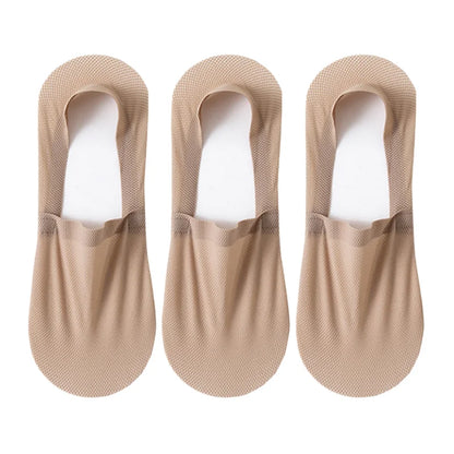 3Pairs Men Boat Socks Thin Breathable Soft Casual Summer Invisible Sock High Quality Solid Color Silicone Non-slip Low Cut Sox