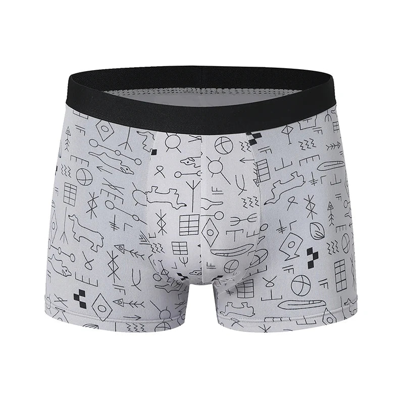 4/10piece Set Of European And American Men's Fashionable Printed Boxer Shorts Loose Oversized Elastic Waist Underwear Base Short